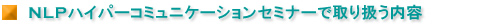 NLPハイパーコミュニケーションセミナーで取り扱う内容